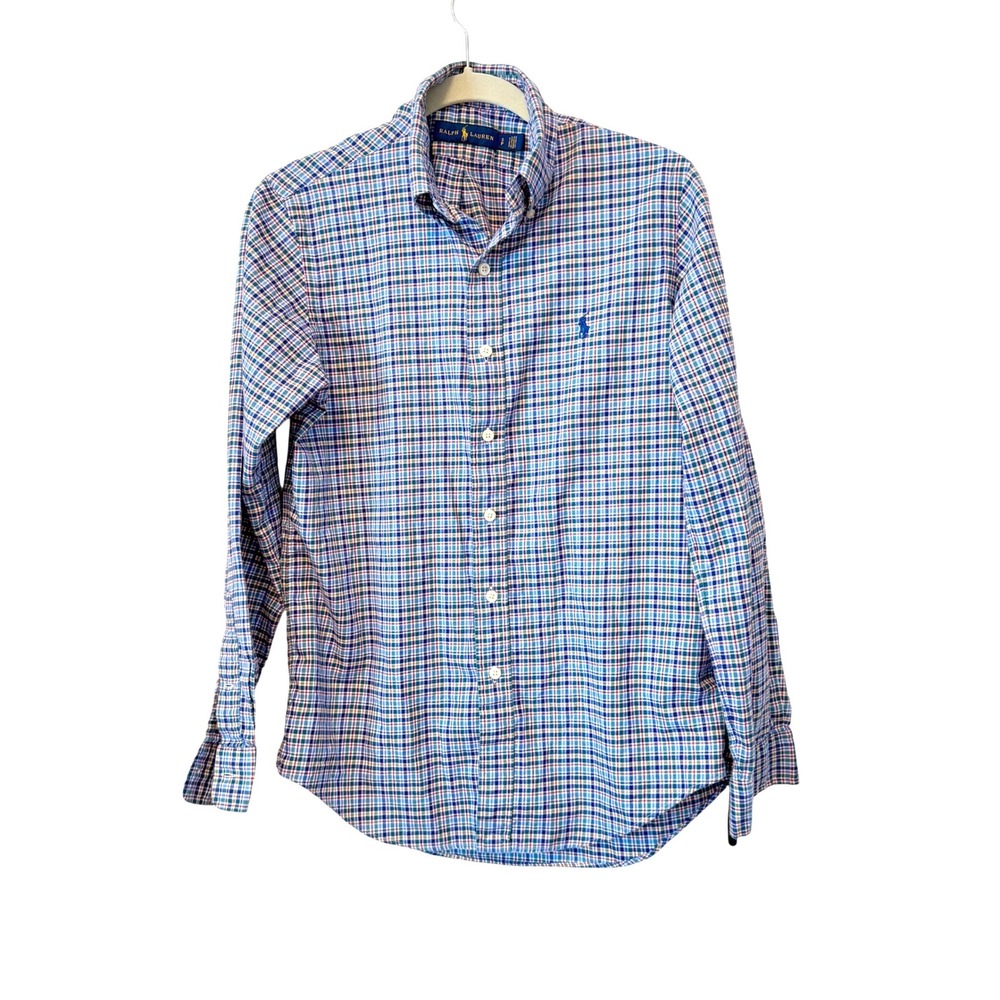 Ralph Lauren Plaid Button Down Shirt Multicolor Long Sleeve Pony‎ logo Size SP